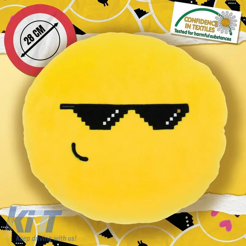 Cushion Seat Round Ø28cm Happy Confort "Cool Emoji" Yellow 1 Pc