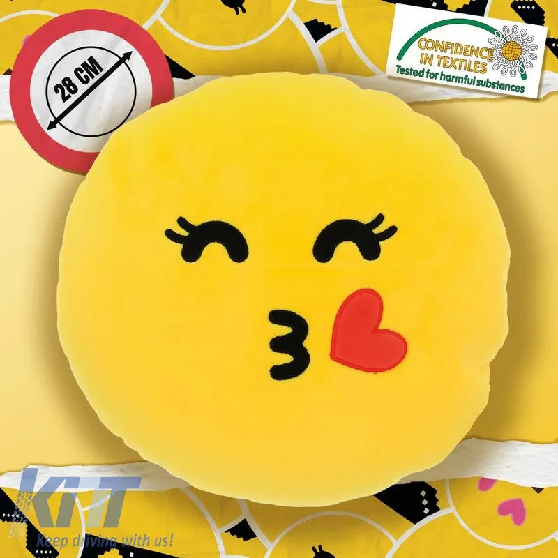 Cushion Seat Round Ø28cm Happy Confort "Love Emoji" Yellow 1 Pc