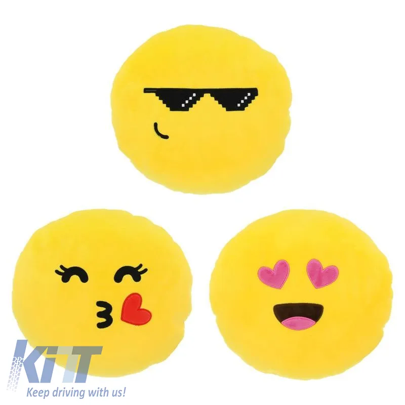 Cushion Seat Round Ø28cm Happy Confort "Love Emoji" Yellow 1 Pc