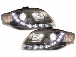 D-LITE Headlights suitable for AUDI A4 B7 daytime running light black - SWA08LGXB