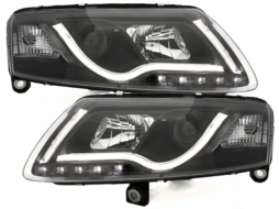 image-72-D-LITE LED Фарове AUDI A6 4F 04-07 DRL Дневни светлини Черен подходящи за Ксенон