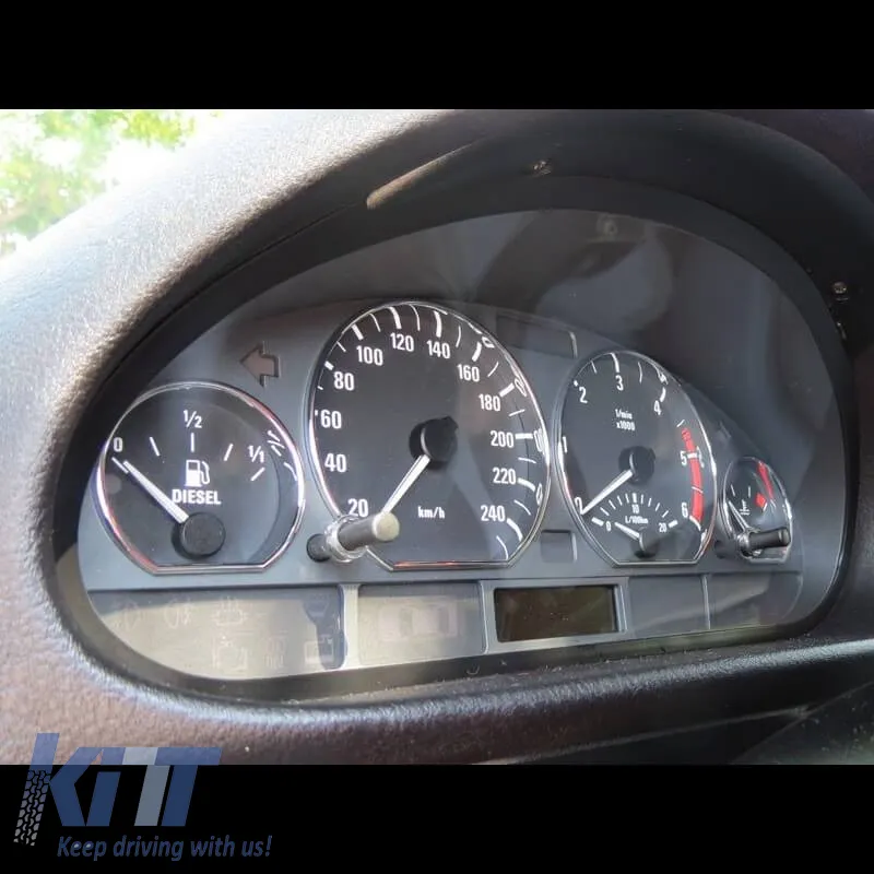 Dashboard Tacho Rings suitable for BMW 3 E46 98-05 Chrome