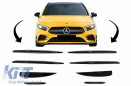 image-36-Davanti Splitters Pinne Aero per Mercedes W177 V177 04.18+ A45 Look Nero Lucido