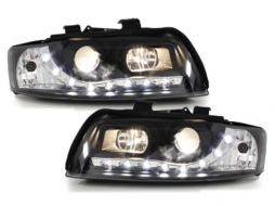 DAYLIGHT Headlights suitable for Audi A4 B6 8E (2001-2004) DRL Black-image-42566