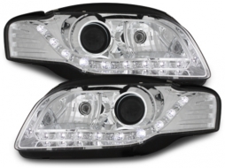 DAYLIGHT Headlights suitable for Audi A4 B7 (11.2004-03.2008) DRL Optic Chrome-image-5986146