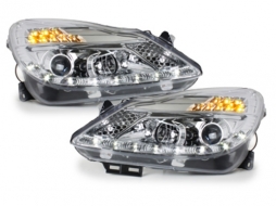 DAYLIGHT Headlights suitable for Opel Corsa D (04.2006-2011) LED DRL Chrome - SWO10AGXL