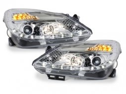DAYLIGHT Headlights suitable for Opel Corsa D (04.2006-2011) LED DRL Chrome-image-54167