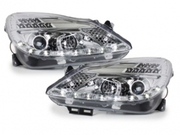 DAYLIGHT Headlights suitable for Opel Corsa D (04.2006-2011) LED DRL Chrome-image-5986352