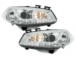 DAYLIGHT Headlights suitable for Renault Megane (11.2002-12.2005) DRL Chrome - SWR07GX
