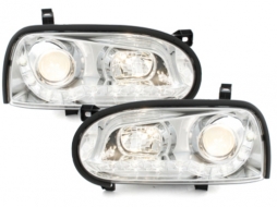 DAYLIGHT Headlights suitable for VW Golf III 3 (09.1991-08.1997) DRL Chrome-image-54745
