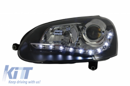 DAYLIGHT Headlights suitable for VW Golf V 5 (2003-2009) Black-image-60366