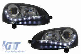 DAYLIGHT Headlights suitable for VW Golf V 5 (2003-2009) Black