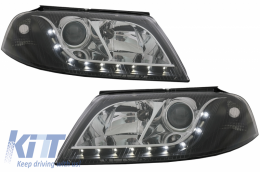 DAYLIGHT Headlights suitable for VW PASSAT 3BG B5 FL (09.2000-03.2005) DRL Look Black - SWV11DGXB
