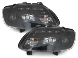DAYLIGHT Фарове LED DRL подходящи за VW Touran 1T Caddy (02.2003-10.2006) Черен-image-60502