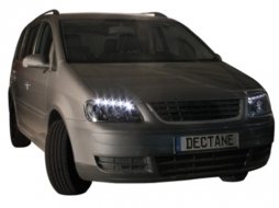 DAYLIGHT Фарове LED DRL подходящи за VW Touran 1T Caddy (02.2003-10.2006) Черен-image-60503