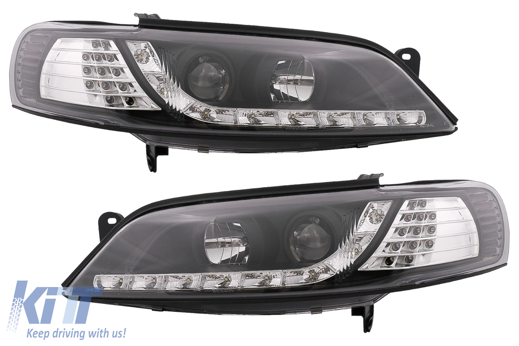 Store Contaminated adopt Daylight LED Headlights suitable for Opel Vectra B (11.1996-12.1998) LHD  Black - CarPartsTuning.com