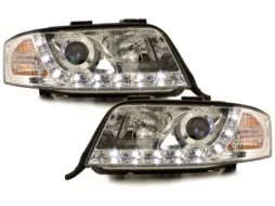 image-3-DAYLINE DRL LED Prednja svijetla prikladna za Audi A6 4B (05.1997-05.2001) Chrome