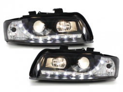 DAYLINE Első lámpák AUDI A4 8E 01-04 LED DRL optikai Fekete-image-42566