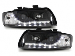 DAYLINE Első lámpák AUDI A4 8E 01-04 LED DRL optikai Fekete-image-5986128