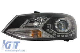 DAYLINE Első lámpák VW Polo 6R 09+ LED DRL Helyzetjelző lámpák optikai fekete-image-6015068