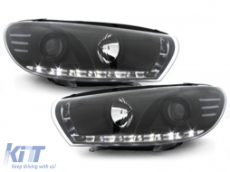 DAYLINE fényszóró VW Scirocco III 08+ DRL-optikás fekete-image-5986529