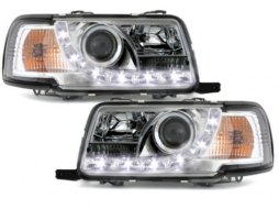 DAYLINE Headlights suitable for AUDI 80 B4 Limo Avant (1991-1994) LED DRL Look Chrome - SWA05GX