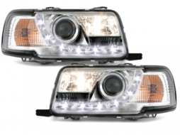 DAYLINE Headlights suitable for AUDI 80 B4 Limo Avant (1991-1994) LED DRL Look Chrome-image-59095