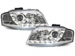DAYLINE Headlights suitable for Audi A3 8P (05.2003-03.2008) DRL Chrome - SWA11GX