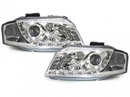 DAYLINE Headlights suitable for Audi A3 8P (05.2003-03.2008) DRL Chrome-image-59136