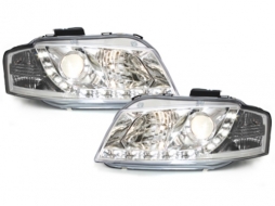 DAYLINE Headlights suitable for Audi A3 8P (05.2003-03.2008) DRL Chrome-image-59137
