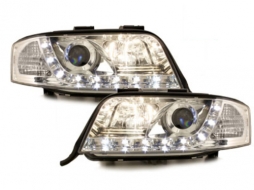 DAYLINE Headlights suitable for Audi A6 (06.2001-05.2004) DRL Chrome-image-59235
