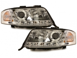 DAYLINE Headlights suitable for Audi A6 (06.2001-05.2004) DRL Chrome-image-59237