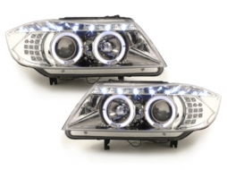DAYLINE headlights suitable for BMW E90 05+_2 halo rims_drl optic_LED_chr - SWB12GXL
