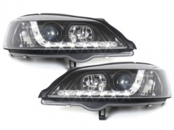 DAYLINE Headlights suitable for Opel Astra G (09.1997-02.2004) DRL Black - SWO01GXB