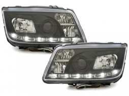 image-78-DAYLINE Headlights suitable for VW Bora (09.1998-05.2005) DRL Black