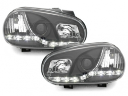 DAYLINE Headlights suitable for VW Golf IV 4 (09.1997-09.2003) DRL Black - SWV02GXB