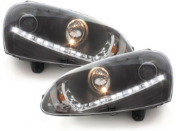 DAYLINE headlights suitable for VW Golf V 03-09_drl optic_HID_black - SWV06AGXBHID