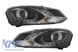 DAYLINE Headlights suitable for VW Polo 6R 09+ LED DRL Daytime Running Lights Optic black - SWV24EGXB