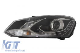 DAYLINE Headlights suitable for VW Polo 6R 09+ LED DRL Daytime Running Lights Optic black-image-6015067