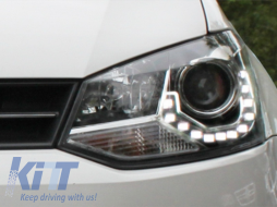 DAYLINE Headlights suitable for VW Polo 6R 09+ LED DRL Daytime Running Lights Optic black-image-6015072