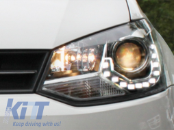 DAYLINE Headlights suitable for VW Polo 6R 09+ LED DRL Daytime Running Lights Optic black-image-6015073