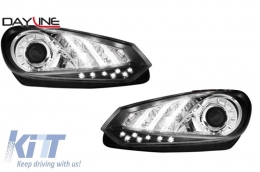DAYLINE Headlights suitable for VW  Golf VI 6 08+ LED DRL Design Black - SWV32DGXB