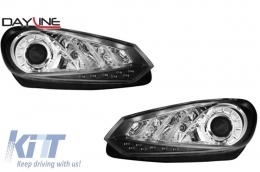 DAYLINE Headlights suitable for VW  Golf VI 6 08+ LED DRL Design Black-image-6011786