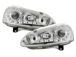 DAYLINE LED DRL Headlights suitable for VW Golf V (2003-2009) suitable for VW Jetta (2005-2011) Chrome - SWV06GX