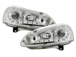 DAYLINE LED DRL Headlights suitable for VW Golf V (2003-2009) suitable for VW Jetta (2005-2011) Chrome-image-54993
