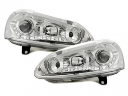 DAYLINE LED DRL Headlights suitable for VW Golf V (2003-2009) suitable for VW Jetta (2005-2011) Chrome-image-5986498
