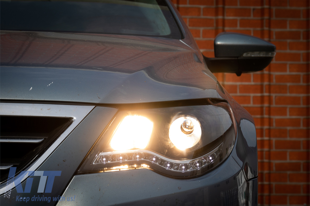 DAYLINE LED Headlights suitable for VW Passat CC (2008-2012) DRL Look Black 