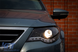 DAYLINE LED Phares pour VW Passat CC 2008-2012 Noir DRL HID Look Lentille-image-6096011
