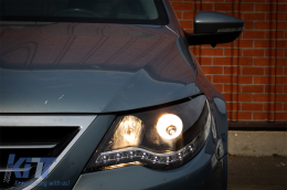 DAYLINE LED Phares pour VW Passat CC 2008-2012 Noir DRL HID Look Lentille-image-6096013