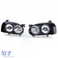 DE Doppelscheinwerfer H1 H3 schwarz Paar geeignet für VW Golf 3 91-97-image-6190380